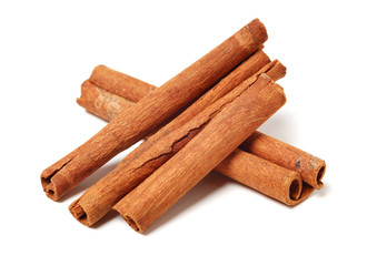 Cinnamon on white background