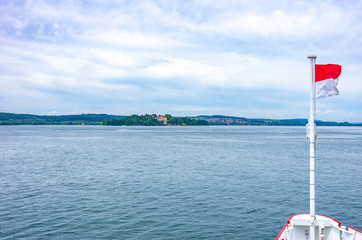 Ship on Course to the Flower Island Mainau in Lake Constance