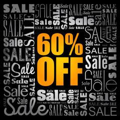 Obraz premium 60% OFF Sale word cloud collage, business concept background