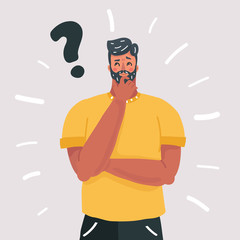 Man thinking, question, doubt expression.