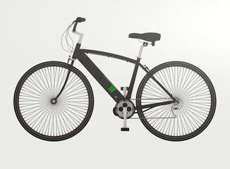 Electric bicycle side view. Battery status.