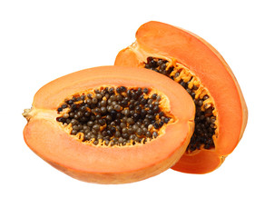 Papaya fruit isolated on a white background