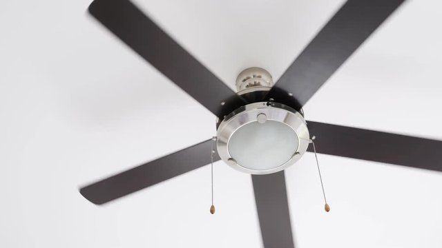 Сeiling fan with lamp in modern interior, nobody