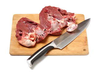 raw pig heart close-up isolated on white background