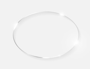 Silver shiny glowing vintage frame with shadows isolated on white background. White gold luxury realistic border. Wedding, mothers or Valentines day concept. Xmas and New Year abstract. Vector