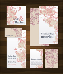 Beautiful wedding invitation cards with butterflies