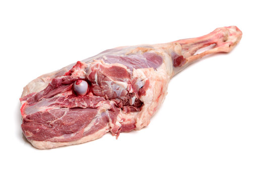 Raw Lamb Leg On White Background