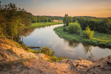 Naklejka na ściany i meble Pilica river near Sulejow, Lodzkie, Poland