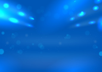 Horizontal blue background with abstract lights