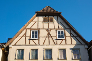 Fototapeta na wymiar peak of half timbered houses in Bad Wimpfen Germany