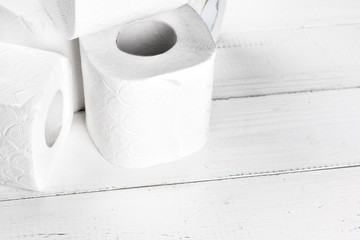 Simple toilet paper, close up side view