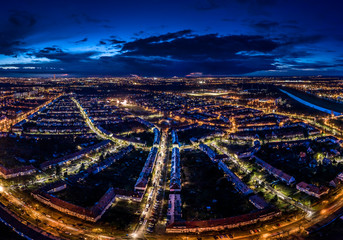 Wrocław at night panorama aerial view - obrazy, fototapety, plakaty