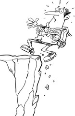 Man falling from the cliff edge. 