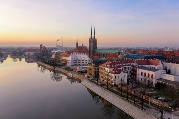 Wrocław panorama aerial view