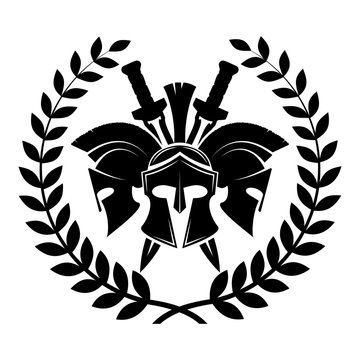 Spartan helmet military symbol vector icon.