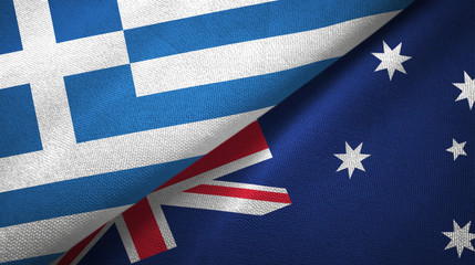 Greece and Australia two flags textile cloth, fabric texture