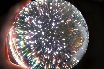 light magical sphere in human hand