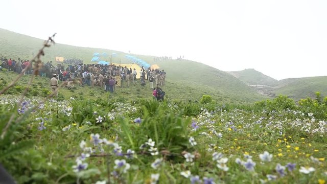 Dayara Bugyal, in Uttarkashi district, meaning "high altitude meadow" is at an elevation of 3,408 metres. The beautiful meadows are developed into ski slopes covering an area of 28 square kilometres .
