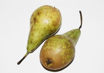 Green pear on white background