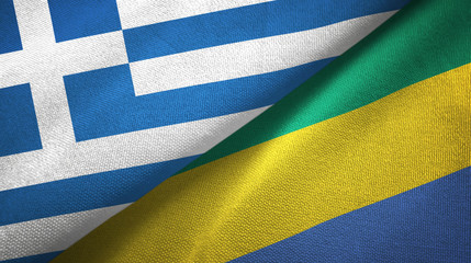 Greece and Gabon two flags textile cloth, fabric texture