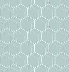 Geometric abstract hexagonal background. Geometric modern light blue and white ornament. Seamless modern pattern