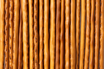 Cracker pretzel sticks isolated on white background.