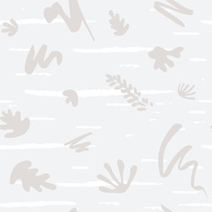  Organic shapes vector seamless pattern. Abstract paper cut outs collage.