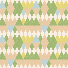 ..Triangles background. Vector geometric seamless pattern in pastel retro colors and textured simple shapes.