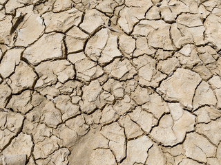 Part of a Huge Area of Dried Land Suffering from Drought - in Cracks