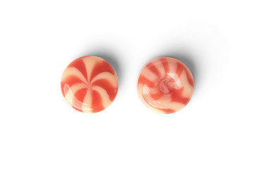 Candy with strawberry isolated on white background.