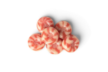 Candy with strawberry isolated on white background.