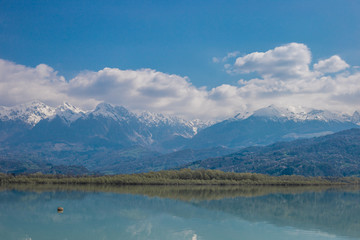 Blue sky mountain