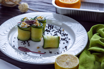 Rolls from the right product with cheese and nuts.