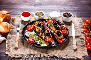 Pepper stuffed with groats and vegetables