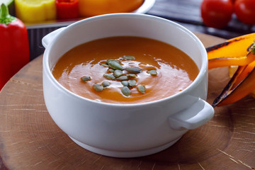 Cream of pumpkin soup.