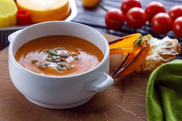 Cream of pumpkin soup.