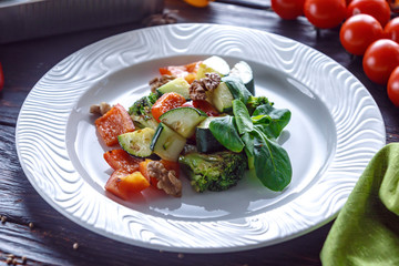 Salad mix vegetables with nuts.