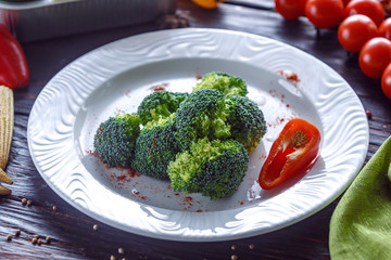 Boiled cabbage broccoli.
