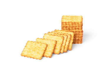 Cracker cookies isolated on white background. 