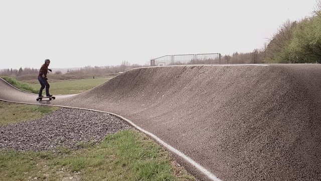 Eboarding footage around a BMX pump track