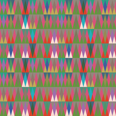 Triangles background. Vector geometric seamless pattern in pastel retro colors and simple shapes.