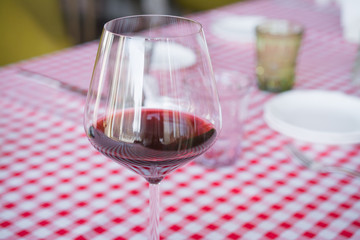 Red wine glasses on the table