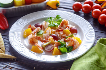 Shrimp salad with fruit.