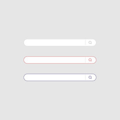 Fototapeta premium Search bar vector design element. Set of search box in trendy flat design. Isolated on grey background. Graphic elements for your design.