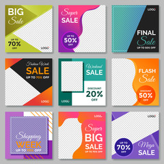 Fashion sale for social media post template. Vol.12