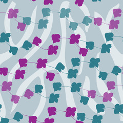 Bright floral background with purple flowers vector. Endless flying texture for your design, tiles and fabrics.