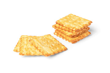 Cracker cookies isolated on white background. 
