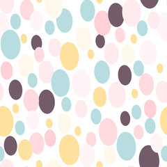Vector seamless pattern with circles or ovals in light pastel colors. Modern background with simple geometric shapes