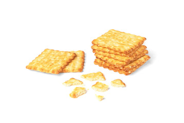 Cracker cookies isolated on white background. 