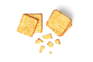 Cracker cookies isolated on white background. 
